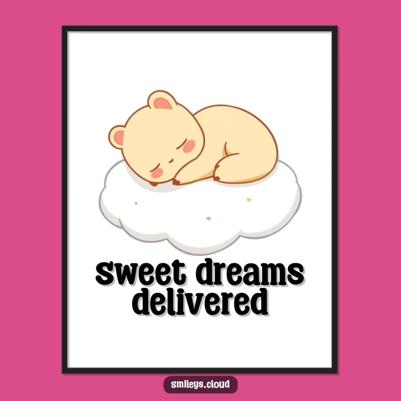 Funny Sleeping Animal Cloud Poster - Tranquil Art for Peaceful Spaces