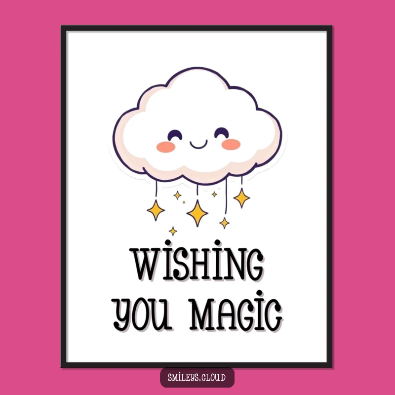 Funny Smiling Cloud Stars Poster: Dreamy Wall Art for Your Space