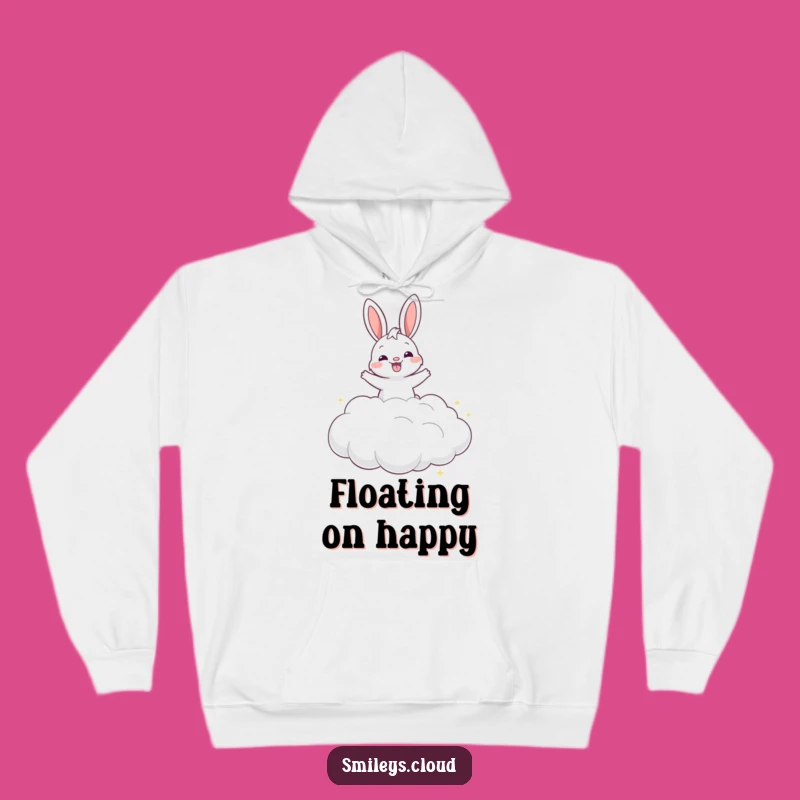 Cozy Funny Grinning Bunny Cloud Hoodie - Warm Joyful Comfort Gift