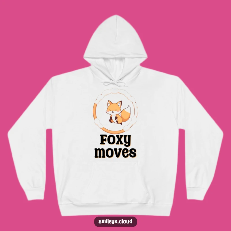Funny Fox Hoodie: Playful Jumping Fox Through Cloud Hoop, Cozy Funny Gift