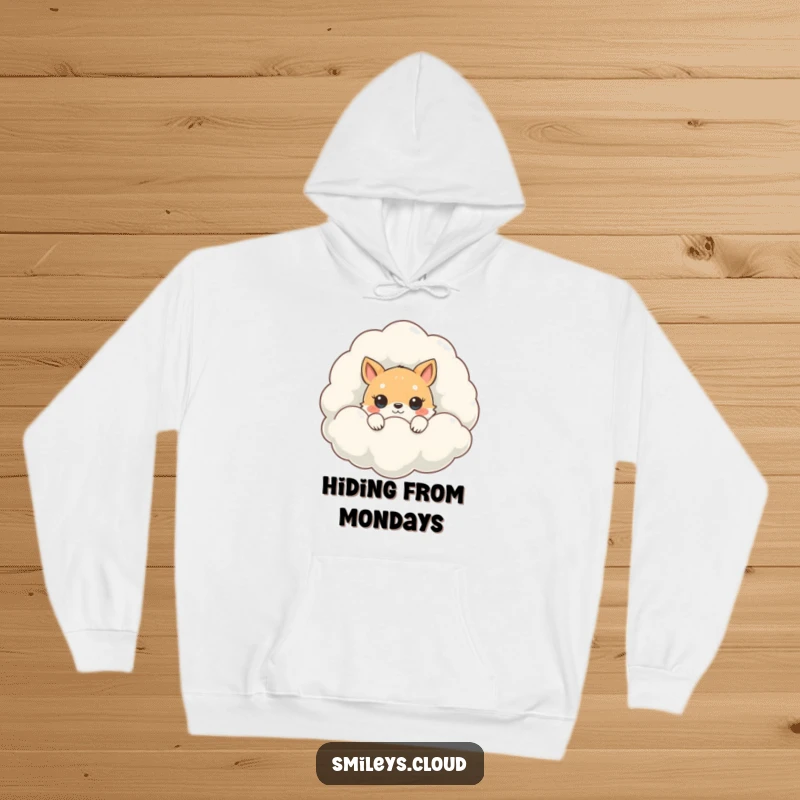 Funny Peeking Animal Hoodie: A comfortable hoodie featuring a cute animal peeking out from a giant, fluffy cloud.