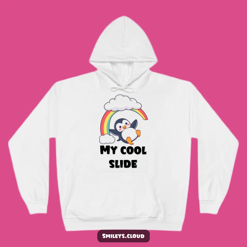 Funny Penguin Hoodie: Cozy Rainbow Slider - Playful Joyful Humor Gift!