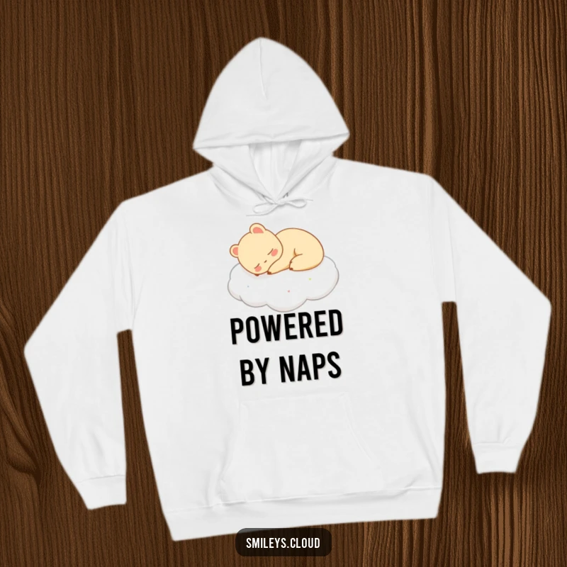 Funny hoodie with a peaceful animal sleeping soundly on a cloud, offering warmth and embodying ultimate relaxation.