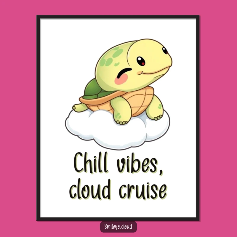 Free Printable Turtle Wall Art: Winking Floater Cartoon Downloadable Art Gift