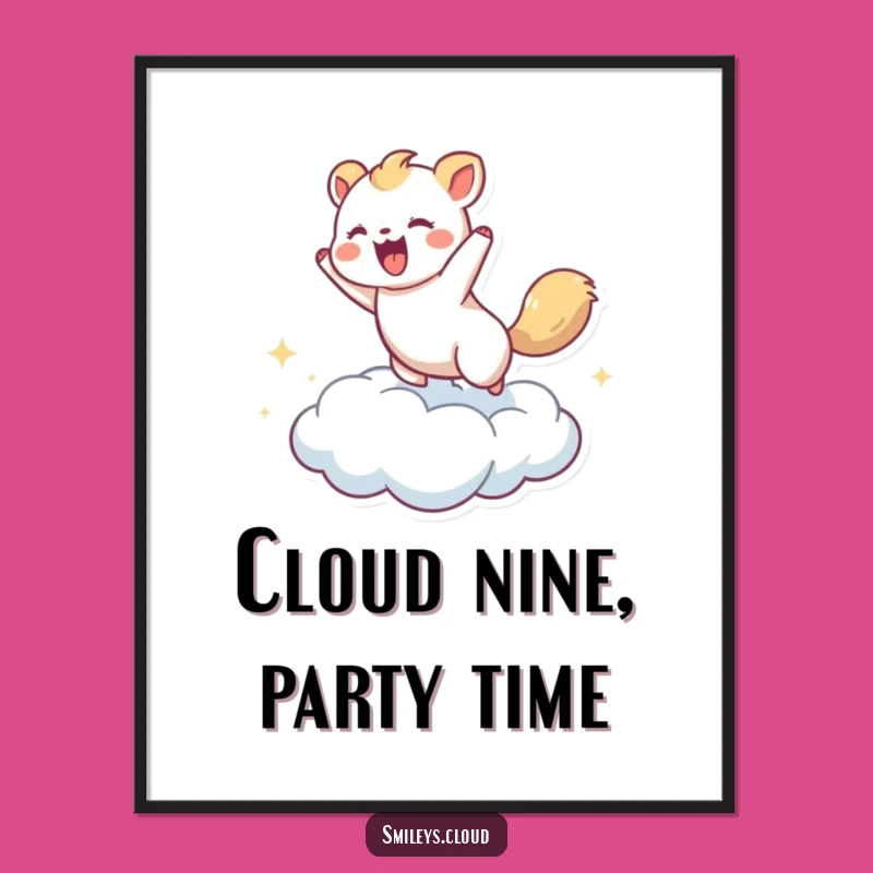 Energetic Free Printable Wall Art: Bouncing Animal Cloud Playful Downloadable Decor