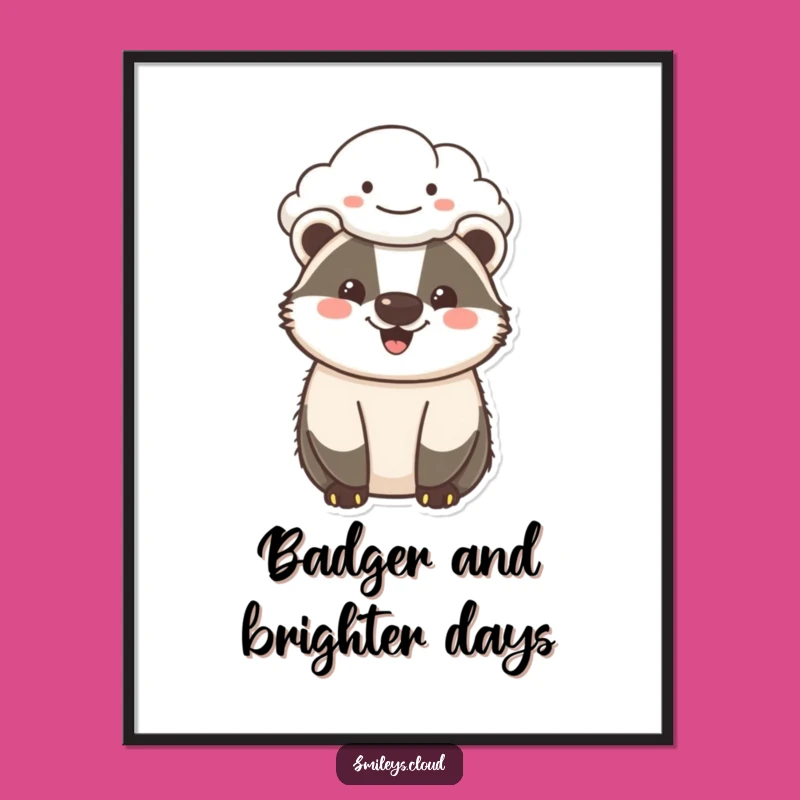 Free Printable Cheerful Badger Wall Art - Funny Downloadable Badger Decor for Happy Homes