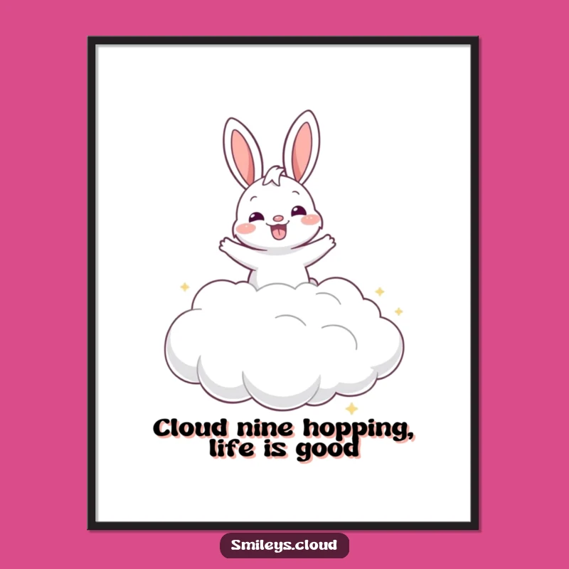 Free Printable Funny Bunny Wall Art: Bouncing Cloud Joy Downloadable Home Decor