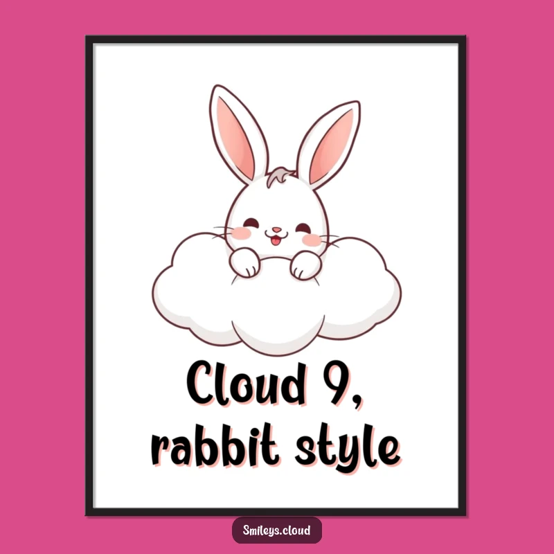 Free Printable Funny Rabbit Wall Art: Cloud Peeker Downloadable Decor