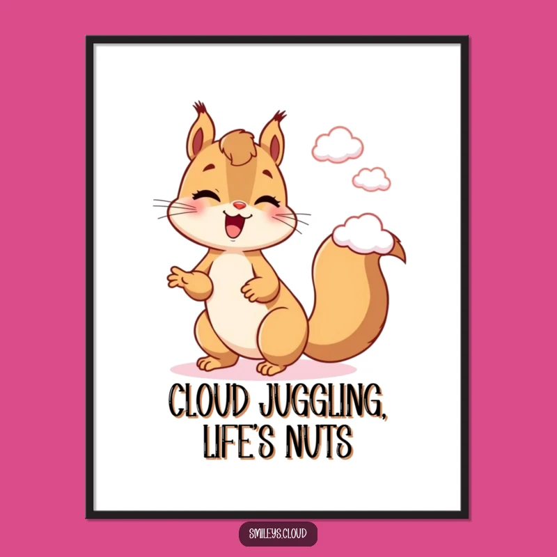 Free Printable Squirrel Wall Art: Giggling Juggler Cartoon Downloadable Art Gift