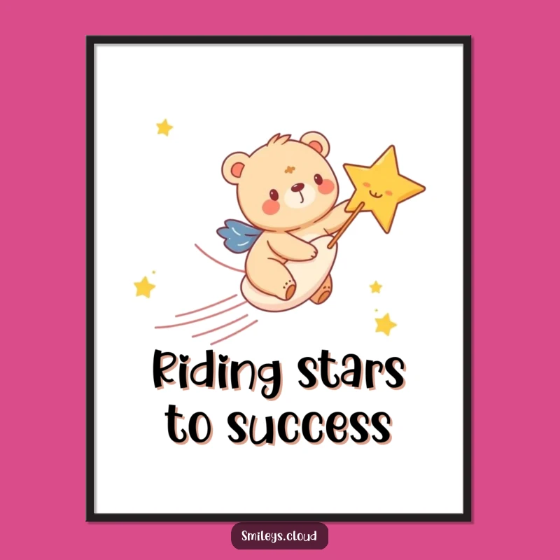 Free Printable Wall Art: Bear Cub Shooting Star, Whimsical Funny Downloadable Decor