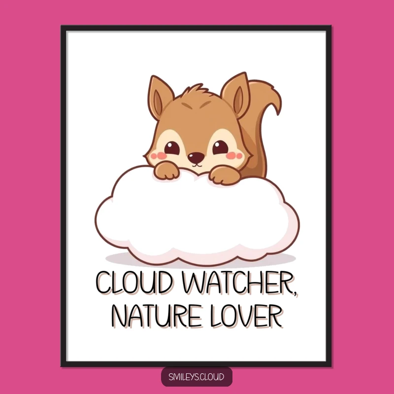 Free Printable Wall Art: Curious Squirrel Cloud Humour, Funny Downloadable Decor