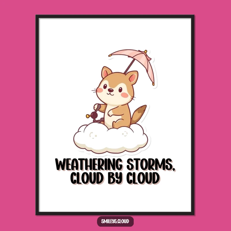 Free Printable Wall Art: Determined Animal Cloud Steering Humor Downloadable Art