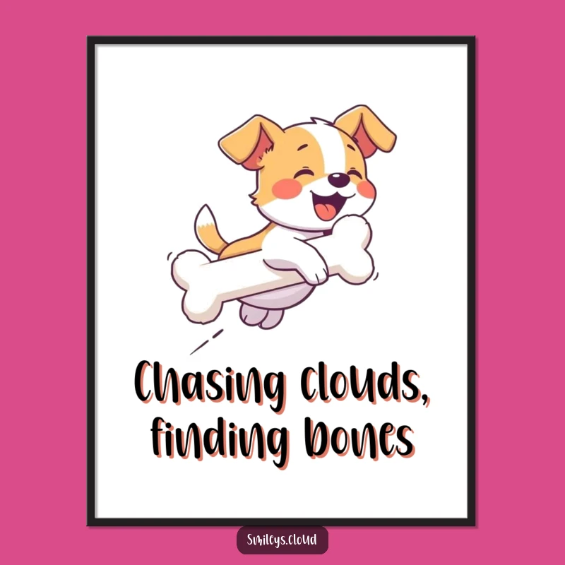 Free Printable Wall Art: Dog Bone Cloud Chase, Downloadable Decor