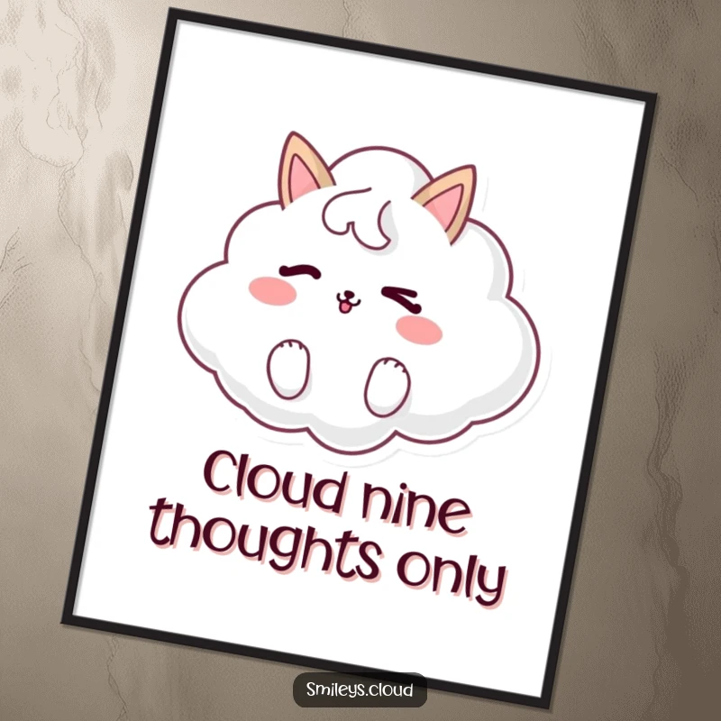 Funny Free Printable Wall Art: Whimsical animal-shaped cloud giving a playful wink, perfect for humorous home decor.