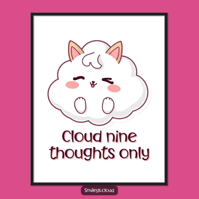 Free Printable Wall Art: Winking Cloud Animal - Quirky Downloadable Decor