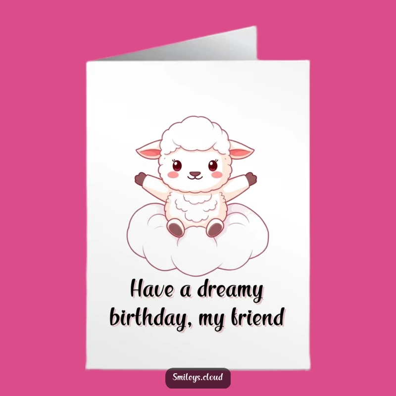 Free Printable Birthday Card: Floating Sheep Dreamy Funny Card