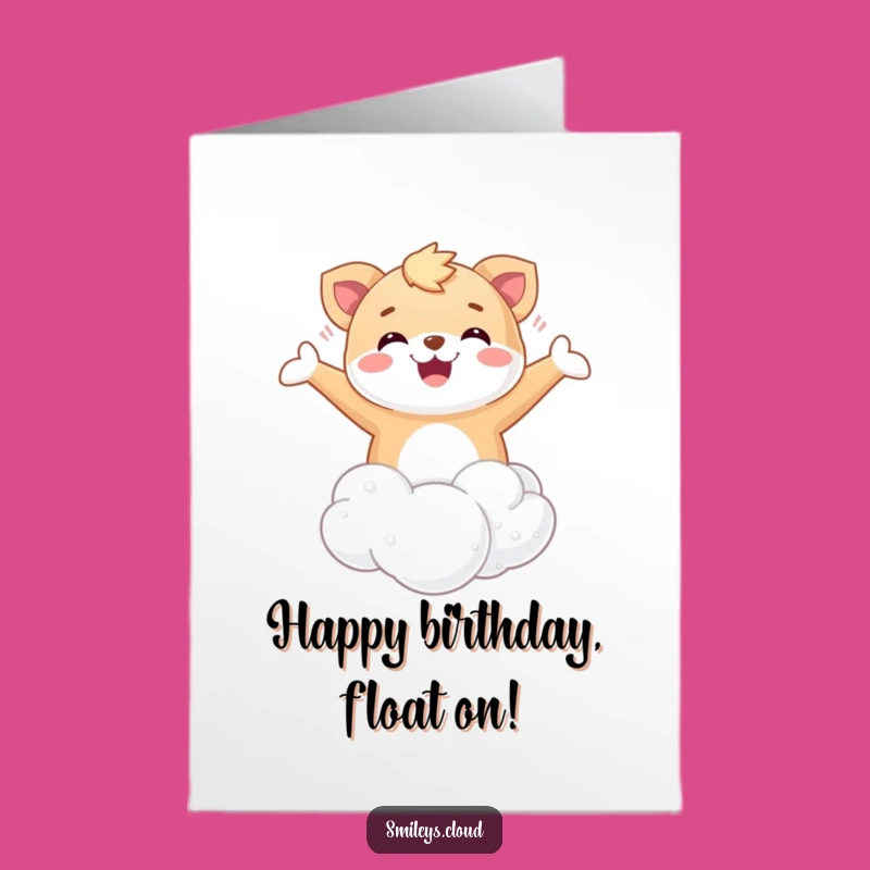 Free Printable Birthday Card: Joyful Floating Animal - Happy Birthday Gift