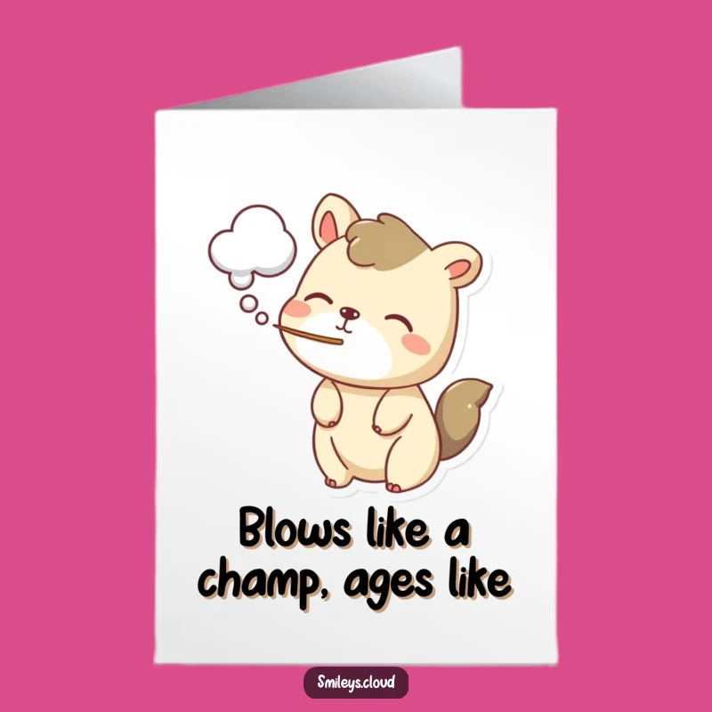 Free Printable Birthday Card: Playful Animal Cloud Puff Humor Downloadable Gift