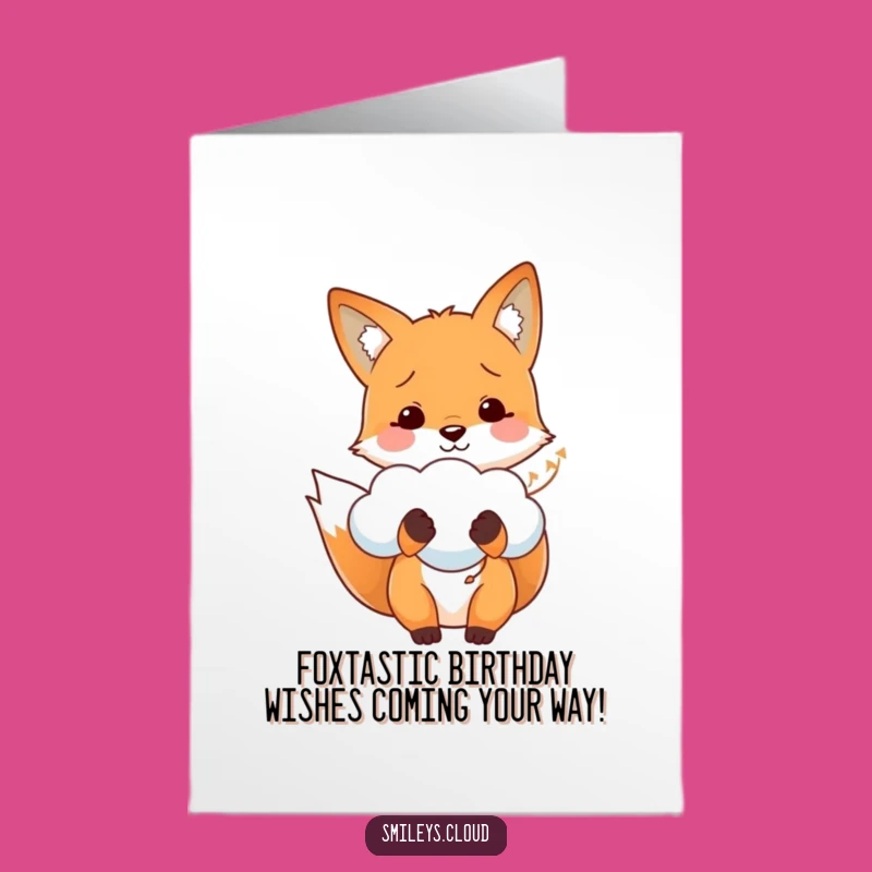 Free Printable Fox Birthday Card: Cheerful Fox Cloud Balloon Downloadable Gift