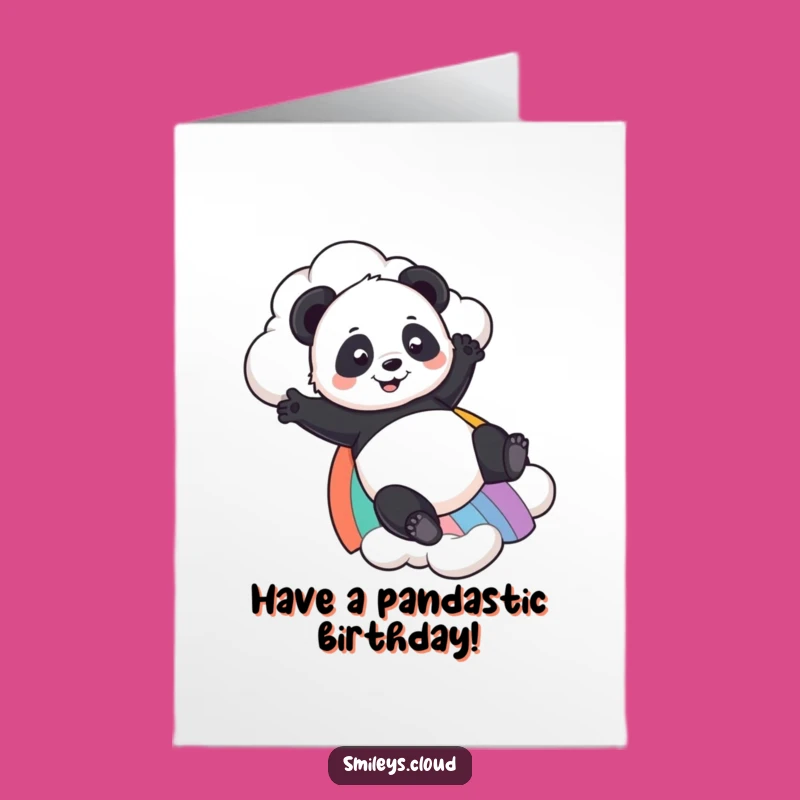 Free Printable Funny Panda Birthday Card - Rainbow Slide Downloadable Gift