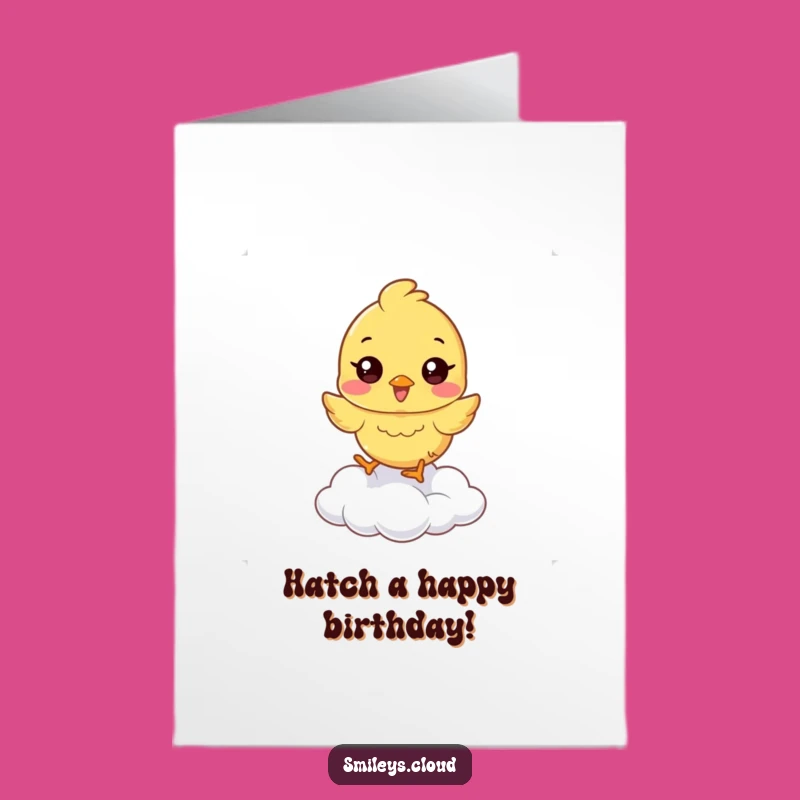 Free Printable Birthday Card: Bouncing Chick, Funny Downloadable Gift for Joy