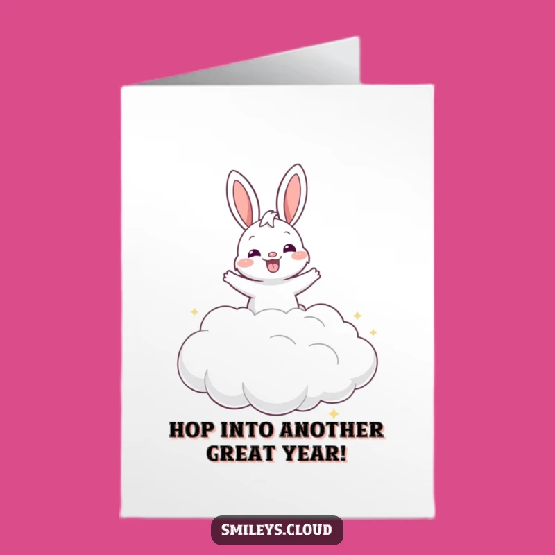Free Printable Funny Bunny Birthday Card: Cloud Bouncing Fun Downloadable DIY Gift