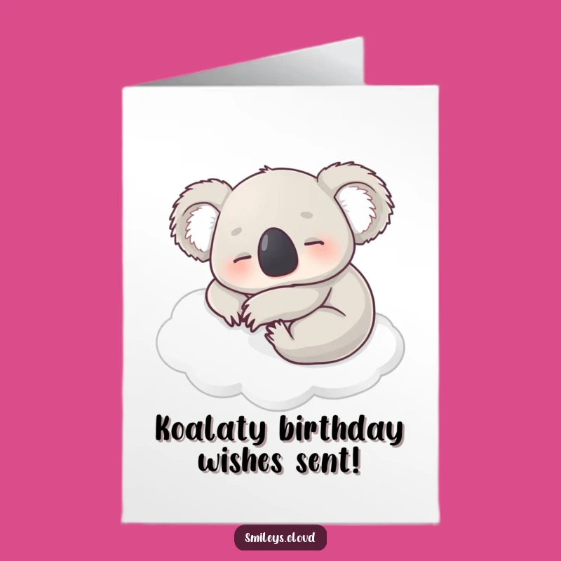 Free Printable Birthday Card: Contented Koala Cloud Nap Birthday Greeting