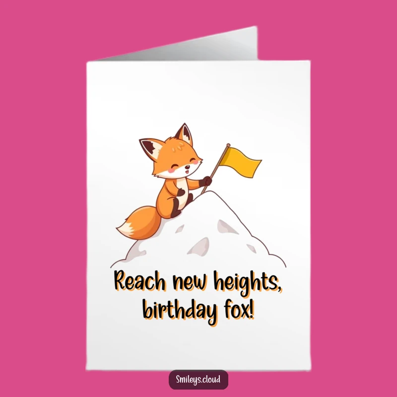 Free Printable Birthday Card: Funny Fox Summiting Clouds - Hilarious Downloadable Gift!