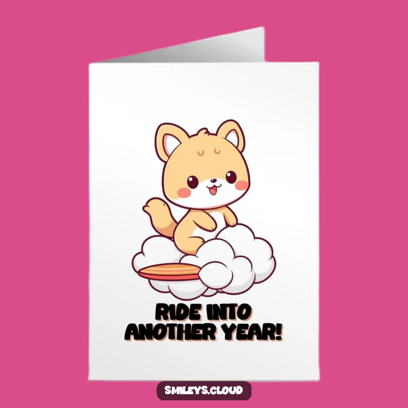 Free Printable Birthday Card: Cloud Surfing Animal - Fun Downloadable Greeting
