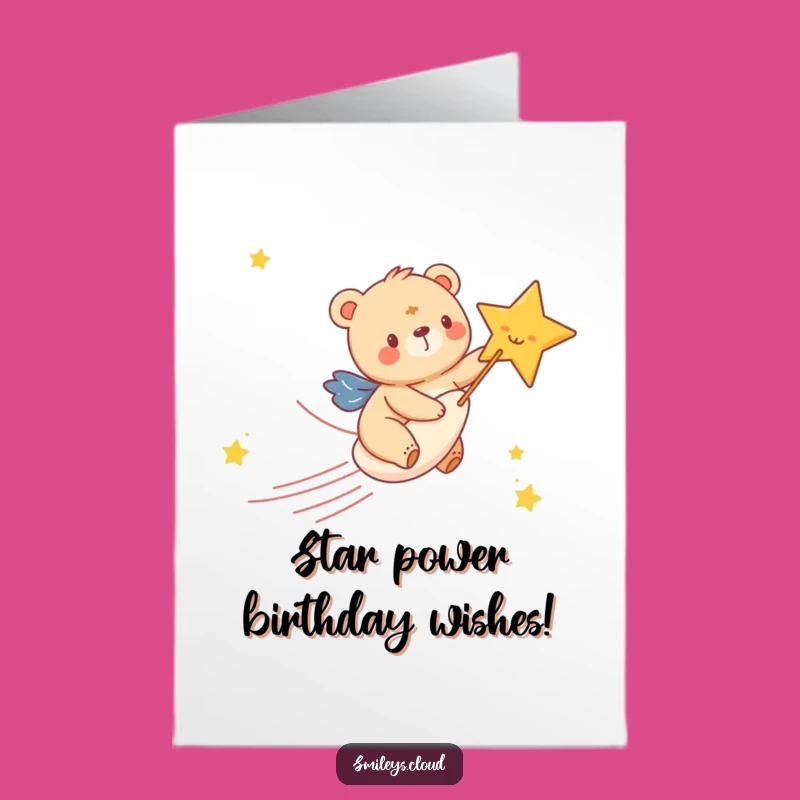 Free Printable Birthday Card: Bear Cub Shooting Star Fun, Downloadable Gift