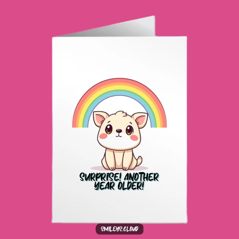 Funny Free Printable Birthday Card: Surprised Animal Rainbow Funny Downloadable Gift