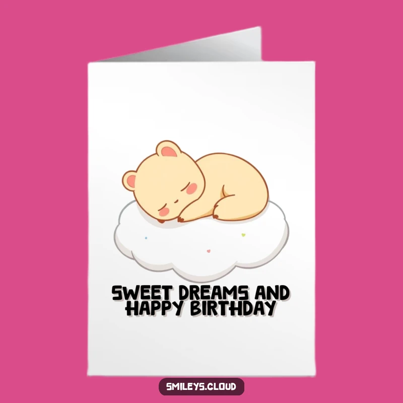 Sweet Free Printable Birthday Card: Sleeping Animal Cloud Funny Downloadable Gift