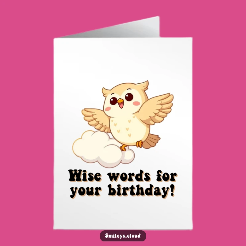 Free Printable Owl Birthday Card: Joyful Soaring Bird Cartoon Downloadable Gift