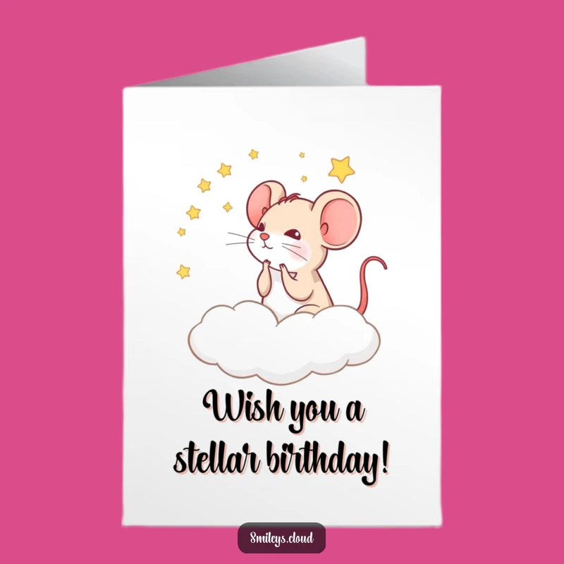 Free Printable Mouse Birthday Card: Funny Starry Night Downloadable Gift for Him/Her