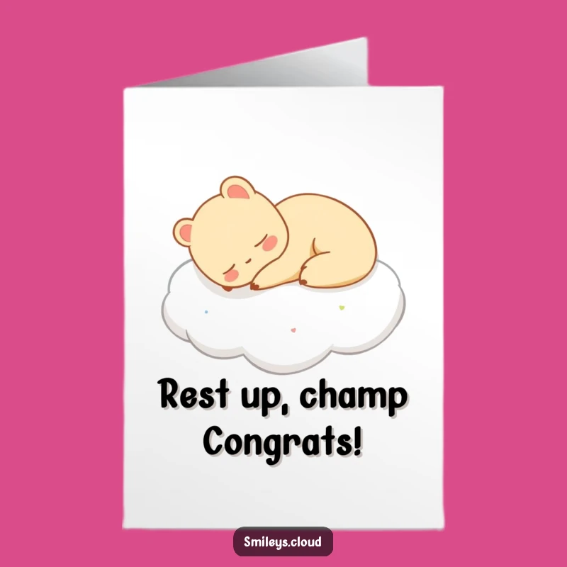 Calm Free Printable Congrats Card: Sleeping Animal Cloud Funny Downloadable Gift