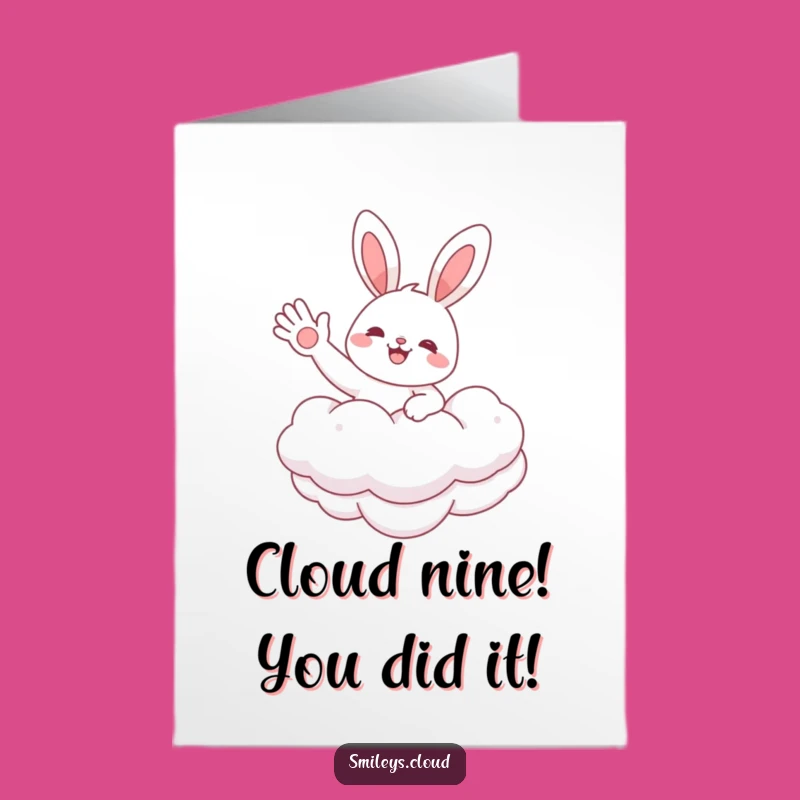 Free Printable Congrats Card: Bunny on Cloud, Sweet Downloadable Celebration