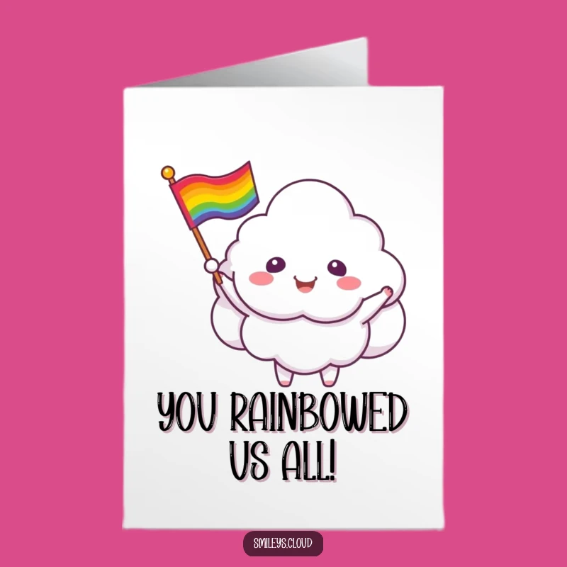 Free Printable Cloud Congrats Card: Rainbow Flag Waving Downloadable Gift