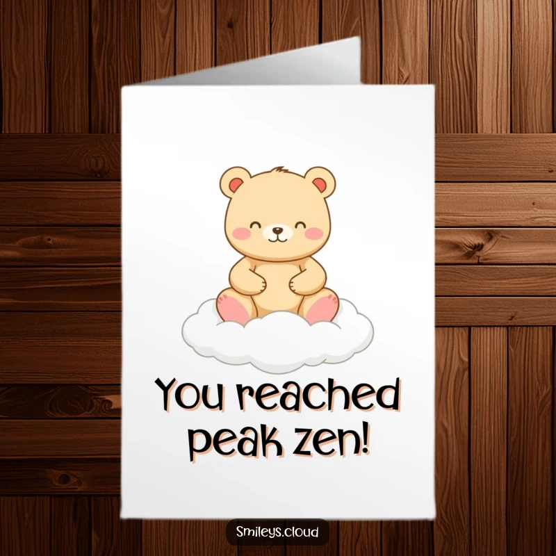 Funny Free Printable Congratulations Card: Serene bear on a cloud, sharing celebratory zen vibes.