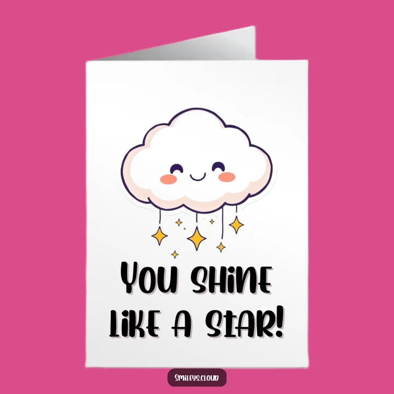 Free Printable Congrats Card: Cloud & Stars Shine, Funny Downloadable Gift for Brilliance