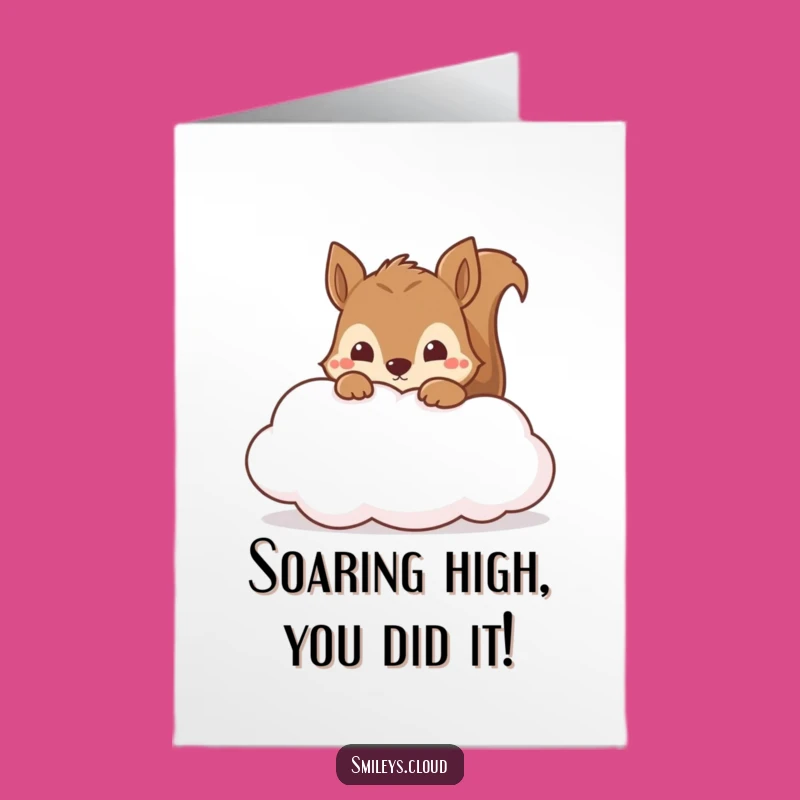 Free Printable Congrats Card: Curious Squirrel Cloud Surprise, Funny Downloadable Gift
