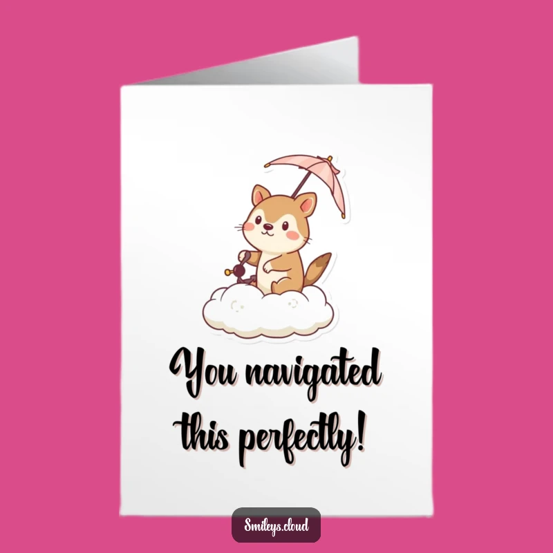 Free Printable Congrats Card: Determined Animal Cloud Steering Humor Gift