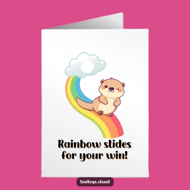 Free Printable Congrats Card: Happy Otter Rainbow Success, Funny Downloadable Gift