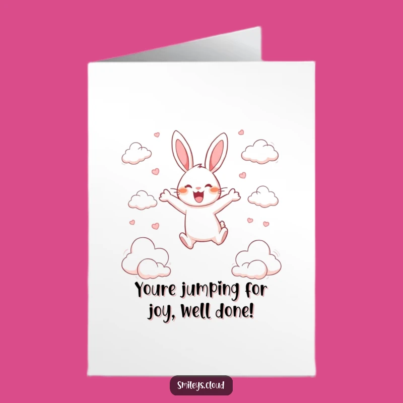 Free Printable Congrats Card: Leaping Rabbit Victory Funny Card Download