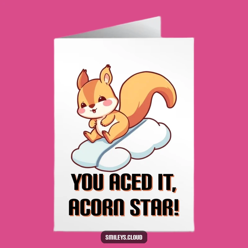 Free Printable Congrats Card: Squirrel's Slide, Funny Downloadable Gift for Success