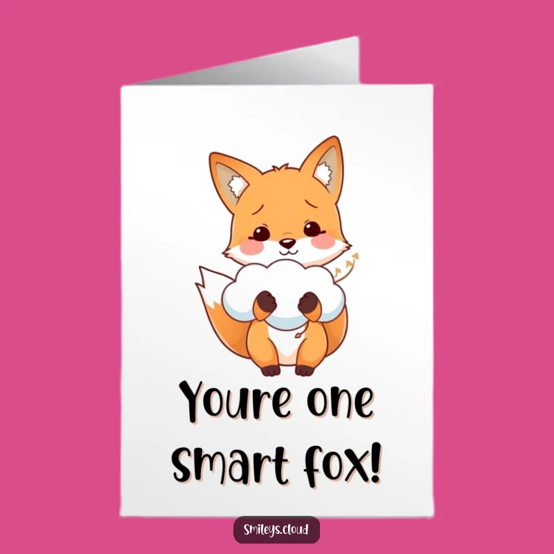 Free Printable Fox Congrats Card: Fox Cloud Balloon Downloadable Celebration Gift
