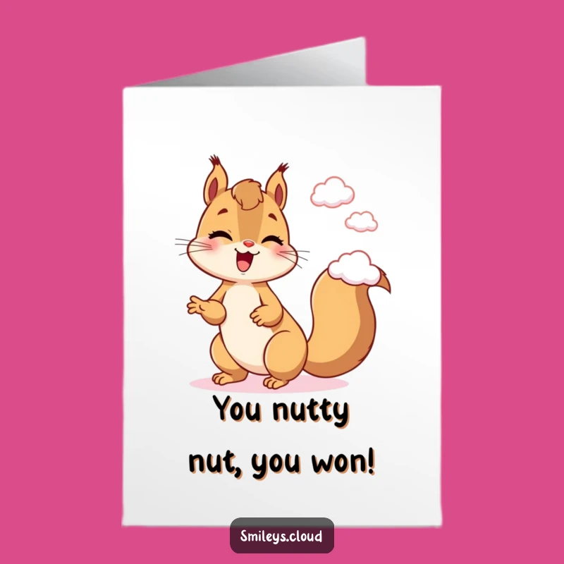 Free Printable Squirrel Congrats Card: Giggling Juggler Cartoon Downloadable Gift