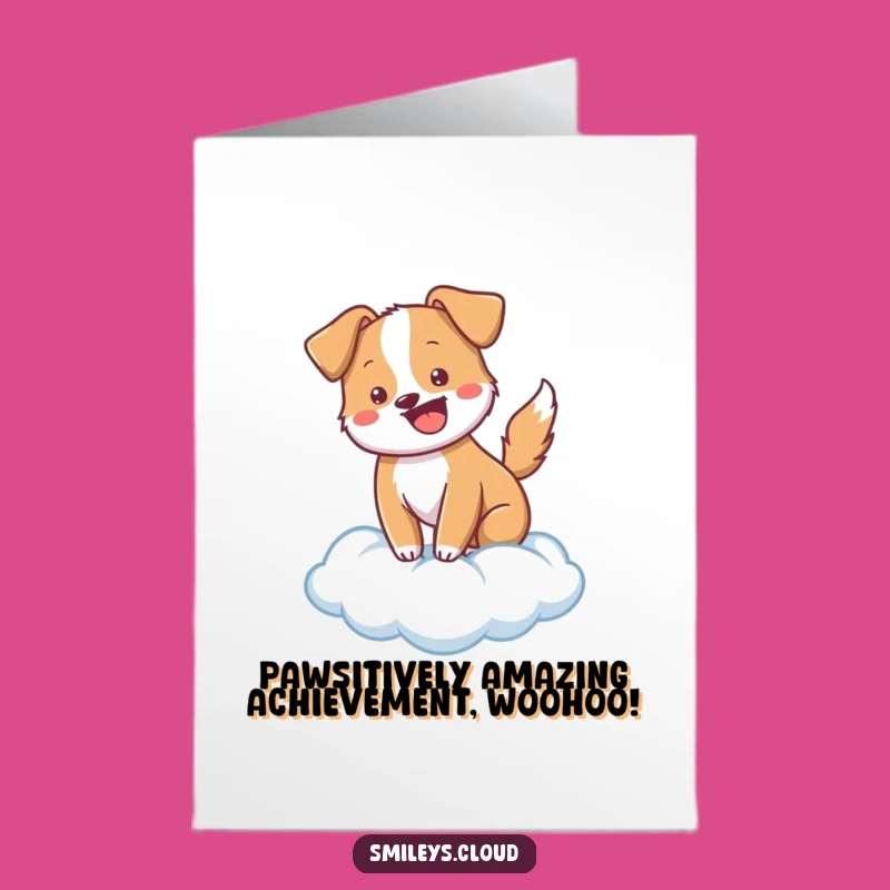 Free Printable Congrats Card: Cheerful Dog Cloud Celebration, Funny Downloadable Gift