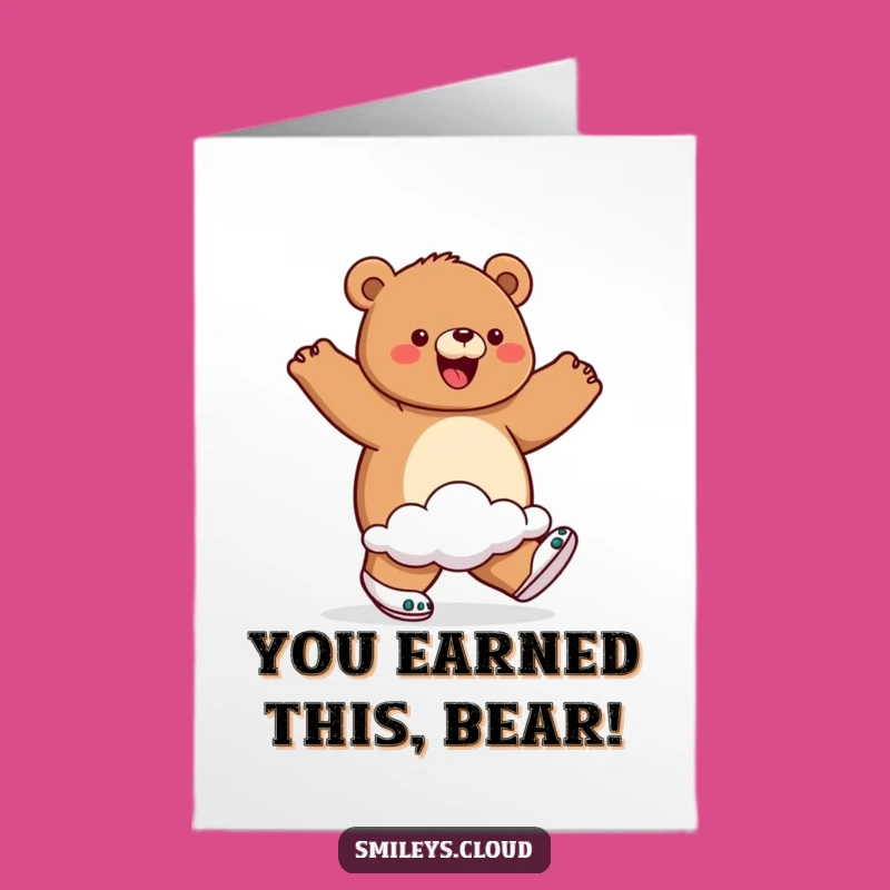 Free Printable Congrats Card: Bear Cloud Walk, Elevated Downloadable Gift