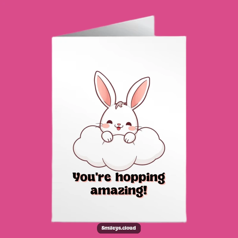 Free Printable Rabbit Congrats Card: Cloud Peeker Success Downloadable Gift