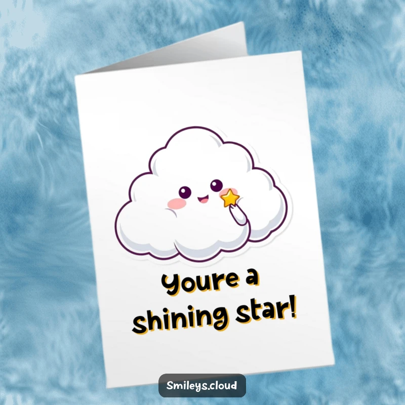 Funny Free Printable Congratulations Card: Cloud offers a glowing star, ideal for congratulating someone on achieving greatness.